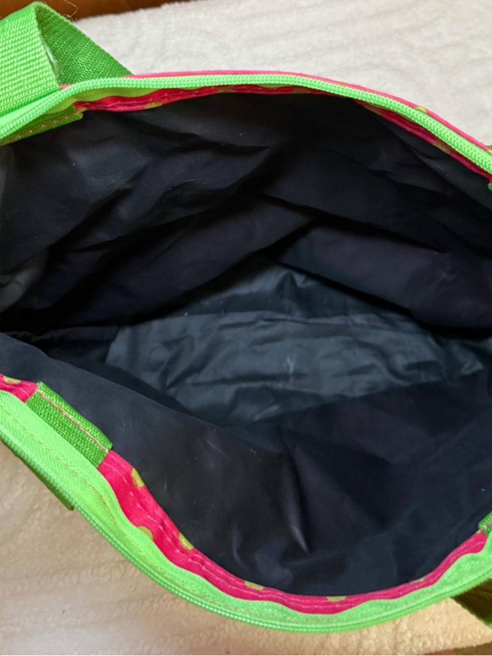 Pink and Lime Polka Dot Tote with Bow Accent - Picture 4 of 6
